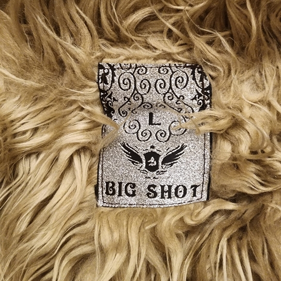 BIG SHOT  Zippered Heavy Jacket Boys Large  Faux Fur Lined Brown Embroidered - Picture 9 of 11